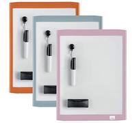 Nobo 1915625 - Mini Pizarra Magnética Nobo con Marco de Color 216x280 mm, Incluye Borrador y Rotulador, Colores Surtidos, Almohadillas Adhesivas e Imanes Incluidas para Montaje en Pared o Nevera