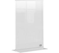 Nobo Panel Publicitario Acrílico con Soporte, Tamaño A5, Sin Marco, Doble Cara, Soporte de Sobremesa Integrado, Premium Plus, Transparente, 1915595