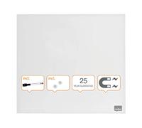 Nobo Pizarra Blanca Pequeña Magnética, Limpiado en Seco, Sin Marco, Sistema de Montaje en Pared Oculto, Incluye Rotulador e Imanes, Blanco Brillante, 450 x 450mm, 1903957