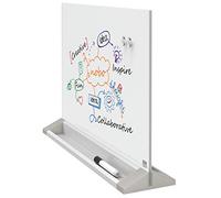 Nobo Pizarra Magnética Estable de Cristal para Escritorio, Doble Cara y Limpiado en Seco, Sin Marco, Casa/Oficina, Incluye Rotulador e Imanes, Se Tiene de Pie, Blanco Brillante, 585 x 447 mm, 1905265