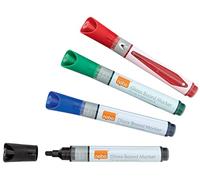 Nobo Rotuladores para pizarra de cristal 1905324 – Punta 3 mm, borrado en seco, 4 unidades