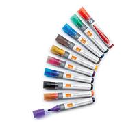 ACCO NOBO Rotuladores pizarra blanca – tinta líquida, punta cónica 3 mm, caja 10 colores surtidos
