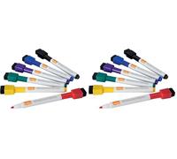 Nobo Rotuladores Pequeños de Pizarra con Capuchón de Borrado Imantado, Punta Fina de 2mm, 6 unidades, Color Surtido, 216 x 280 mm (Paquete de 2)