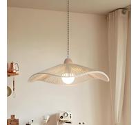 NOCHX Wabisabi Retro Lámpara Colgante Japonesa Creativa Mano Tejida Cuerda De Cáñamo Lámpara Estilo Bohemio Altura Ajustable Casa De Familia Restaurante Bar Luz Colgante(Natural wood color,60cm)