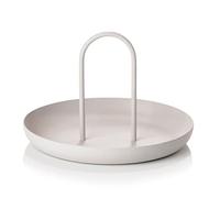 NOENNULL Bandeja para Servir Bandeja Redonda de Almacenamiento Portátil de Mesa Aleación de Aluminio con Asas de Estilo Moderno y Simple con Asas para Llaves Teléf (Gris Cálido)