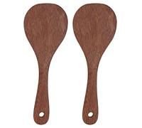 NOENNULL Remo de arroz de madera, duradero, resistente al calor, cucharas para mezclar y servir arroz, 2 unidades de cucharas de cocina para el hogar (boca redonda)