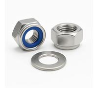 NOLDAR | Tuercas autoblocantes hexagonales con inserto de nylon DIN 985 + Arandelas planas DIN 125. Métrico M27 (2 tuercas + 2 arandelas). Acero inoxidable AISI 304 (A2)