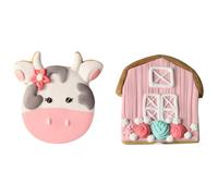 NOLITOY Adornos para Tarta de Vaca Rosa de Resina 2 Piezas, Decoración para Pasteles y Muffins, Adecuado para Decoraciones de Fiesta