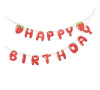 NOLITOY Guirnalda de Cumpleaños de Fresa en Papel Rojo para Fiesta Temática de Frutas, Adorno Adorable y Reutilizable que Genera Ambiente Cálido en Cumpleaños Infantiles