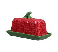NOLITOY Mantequera Diseño Elegante con Tapa de Cerámica Roja para para Almacenamiento Fresco y Conveniente Adecuado para Casa y Restaurante