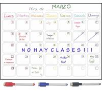 NOMBRETINAS Calendario Magnético Nevera | Planificador Mensual A3 (42x30 cm) en Español | Kit de 3 Rotuladores Incluidos | Pizarra Imán Frigorífico de Borrado en Seco