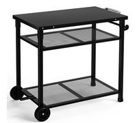 Nomiou Soporte para horno de pizza al aire libre, carrito de parrilla, mesa de horno de pizza, mesa resistente con ruedas, mesa de comedor, mesa de preparación de alimentos, soporte para parrilla de