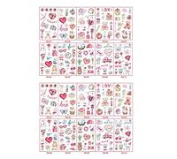 NONDK 20 Hojas de Tatuaje Temporal del DíA de San ValentíN, Tatuaje de CorazóN de San ValentíN, Pegatina para NiñOs, NiñOs, NiñAs, para el DíA de San ValentíN