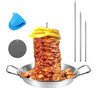 NONDK Brocheta para Parrilla, Brocheta Vertical de Acero Inoxidable, Soporte Vertical Brasileño para Asador con 3 Púas Extraíbles (8/10/12 Pulgadas),A