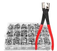 NONDK Caja de Combinación de 420 Piezas de Abrazaderas de Manguera de Combustible de un Solo Oído Sin Paso/Alicates Opcionales/Abrazaderas de Acero Inoxidable.