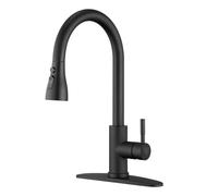 NONDK Grifo de Cocina de Acero Inoxidable, Color Negro Mate, Monomando de Alto, para Uso General.
