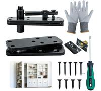 NONDK Hardware de Puerta de Estantería de Alta Resistencia, Hardware Oculto de Rotación de 360 Grados, Kit de Bisagra Pivotante de Acero Aleado Grueso para Estantería.