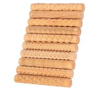 NONDK Juego de 10 Rodillos de Madera para Textura de Arcilla, Ideal para Cerámica y Alfarería. Rodillo de Modelado con Textura y Sellos para Esténcil.