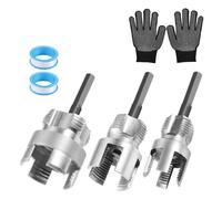 NONDK Juego de 3 Herramientas para Roscar Tuberías, Roscador Interno y Externo para Tuberías de PVC de 1/2", 3/4" y 1", con Cinta de Sellado y Guante.