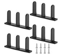 NONDK Juego de 4 Guías de Suelo para Puertas Correderas de Armario - Ajuste Universal para Puertas de 1-3/8" de Grosor, Color Negro con Tornillos de Instalación