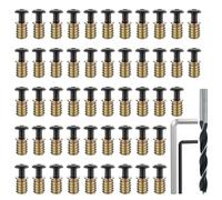 NONDK Juego de Tornillos para Muebles de Madera: 50 Piezas con Insertos Roscados de 1/4-20 X 19/32", Surtido de Pernos y Tuercas con Cabeza Hexagonal.