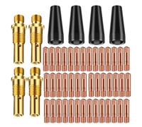 NONDK Kit de Puntas Boquilla Sin Gas con Núcleo Fundente 50 Piezas KP1939-1, Puntas Contacto de 0,030 Pulgadas y 0,035 Pulgadas, Difusores Gas, Accesorio para Pistola de Soldadura Mig