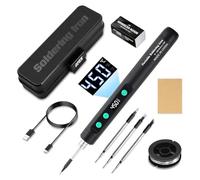NONDK Kit de Soldador Inalámbrico con Pantalla LCD, Recargable por USB, Temperatura Ajustable para Reparación de Componentes Electrónicos, Etc.