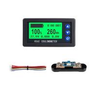 NONDK Medidor de Coulombs H56CR 100A con Shunt y Base, Indicador de Capacidad de Batería, Probador de Coulombs de Batería de Litio, Voltímetro, Amperímetro.