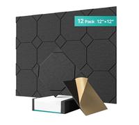 NONDK Paquete de 12 Paneles Acústicos Autoadhesivos, Paneles de Pared Insonorizados, Paneles Insonorizados para Puertas, Techos y Oficinas en Casa A