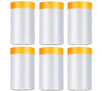 NONDK Paquete de 6 Cintas y Cortinas, PelíCula de Enmascarar Pregrabada de 1,8 X 62,3 Pies para Cubrir Pintura de AutomóViles, PelíCula Preadhesiva de PláStico