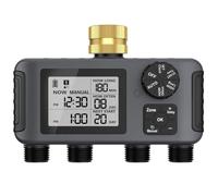 NONDK Temporizador de Agua, Temporizador de Manguera Exterior de 4 Zonas para Grifo de Jardín con Modo Automático, Manual y de Lluvia, Controlador de Riego por Aspersión.