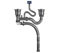 NONDK Tubo de Desagüe Doble para, Sifón Flexible Expandible para Doble de Cocina, Manguera de Drenaje de Aguas Residuales Retráctil y Desodorante