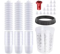 NONDK Vaso de Pintura, Kit de Vasos Mezcladores de Pintura HVLP de 27 Onzas (800 Ml) con de 45 Vasos y Tapas, con Anillo de Retención.