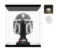 Nonemey Vitrina Acrílica Transparente con Luz de Control Remoto para Lego 76191 76223,Antipolvo Expositor Metacrilato Caja Organizadora para Modelos,Lego Vitrina para Colecciones (Negro, 20*20*25 cm)
