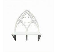 NonMiFyR Estante de Pared Ventana Diseño Arquitectónico Gótico Repisa Curva sobre Estructura Ornamental en Plástico Resistente Adecuada para Ambientar Recibidor Dormitorio Sala de Estar, Blanco