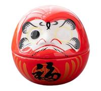 NonMiFyR Pequeña Muñeca Daruma de Cerámica, Decoración Japonesa Dharma, Escultura de Arte Coleccionable, Figura en Miniatura para Cafetería, Restaurante O, Rojo, Individual