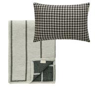 Noomi & Carmen Set Textil 1 Cojín + 1 Manta Negro/Verde/Natural