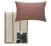 Noomi & Carmen Set Textil 1 Cojín + 1 Manta Rojo/Natural/Camel