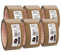 NOPI® - Cinta de embalar universal, polipropileno, autoadhesiva, 50 mm x 66 m, marrón (6 unidades)