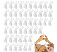 NOPKESV 50 Piezas Perchas ahorradoras de Espacio con Ganchos de conexión, Múltiples de plástico, de Ropa, Mini Organizador, Clip para Colgar, Que para más Espacio y Orden en el Armario (Blancas)