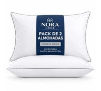 NORA HOME Almohadas Pack 2 40x70 de Fibra para Dormir, Relleno 3D Virgen Hueca Siliconada, Firmeza Media para Cuello y Cabeza, Microfibra Peinada Tacto Melocotón, Transpirables y Confortables - Suite