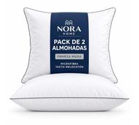 NORA HOME Almohadas Pack 2 60x60 de Fibra para Dormir, Relleno 3D Virgen Hueca Siliconada, Firmeza Media para Cuello y Cabeza, Microfibra Peinada Tacto Melocotón, Transpirables y Confortables - Suite