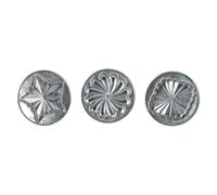 Nordic Ware 01237 Pretty - Sellos plisados para galletas (juego de 3), aluminio fundido resistente con asas de madera dura extraíbles, color plateado