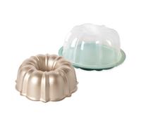 Nordic Ware Bundt original formado con guardián translúcido, 12 tazas, hora dorada