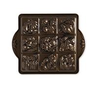 Nordic Ware Molde cuadrado de temporada, aluminio fundido 3D, lata de pastel Bundt otoñal hecha en USA, color: bronce