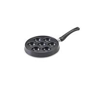 Nordic Ware Sartén danesa Ebelskiver, sartén danesa para panqueques de aluminio fundido, sartén danesa para 7 panqueques Ebelskiver, mini panqueques, color: negro