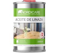 Nordicare Aceite de linaza [1L] para la protección de la madera I Barniz de aceite de linaza para el interior I Aceite cocido de linaza para muebles, aceite de madera, aceite de lino