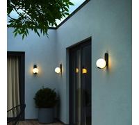 Nordlux Aplique de exterior Dalius, negro, pantalla esférica blanca