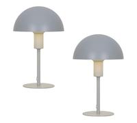 Nordlux Ellen - Juego de 2 mini lámparas de mesa, color gris, E14, con cable de 150 cm e interruptor, diseño escandinavo moderno para dormitorio, salón y oficina