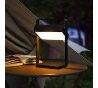 Nordlux Lámpara de mesa LED Saulio, negra, IP44, aluminio, USB, batería recargable